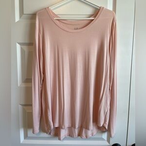 Women’s large Gap pink blush long sleeve luxe tee tshirt tunic hi lo